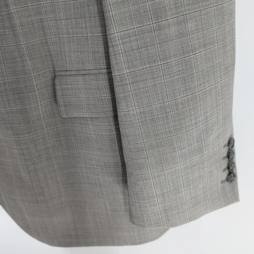 Stafford Tailored Culture 2-Button Check Sport Coat Classic Blazer Brown Sz 46 R